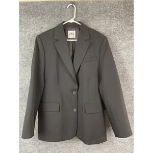 ZARA Women’s Large Black Longline Straight Blazer Jacket 2010/750/800